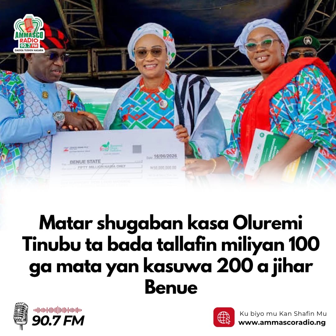 Matar shugaban kasa Oluremi Tinubu ta bada tallafin Miliyan 100 ga mata Yan kaduwa 200 a jihar Benue